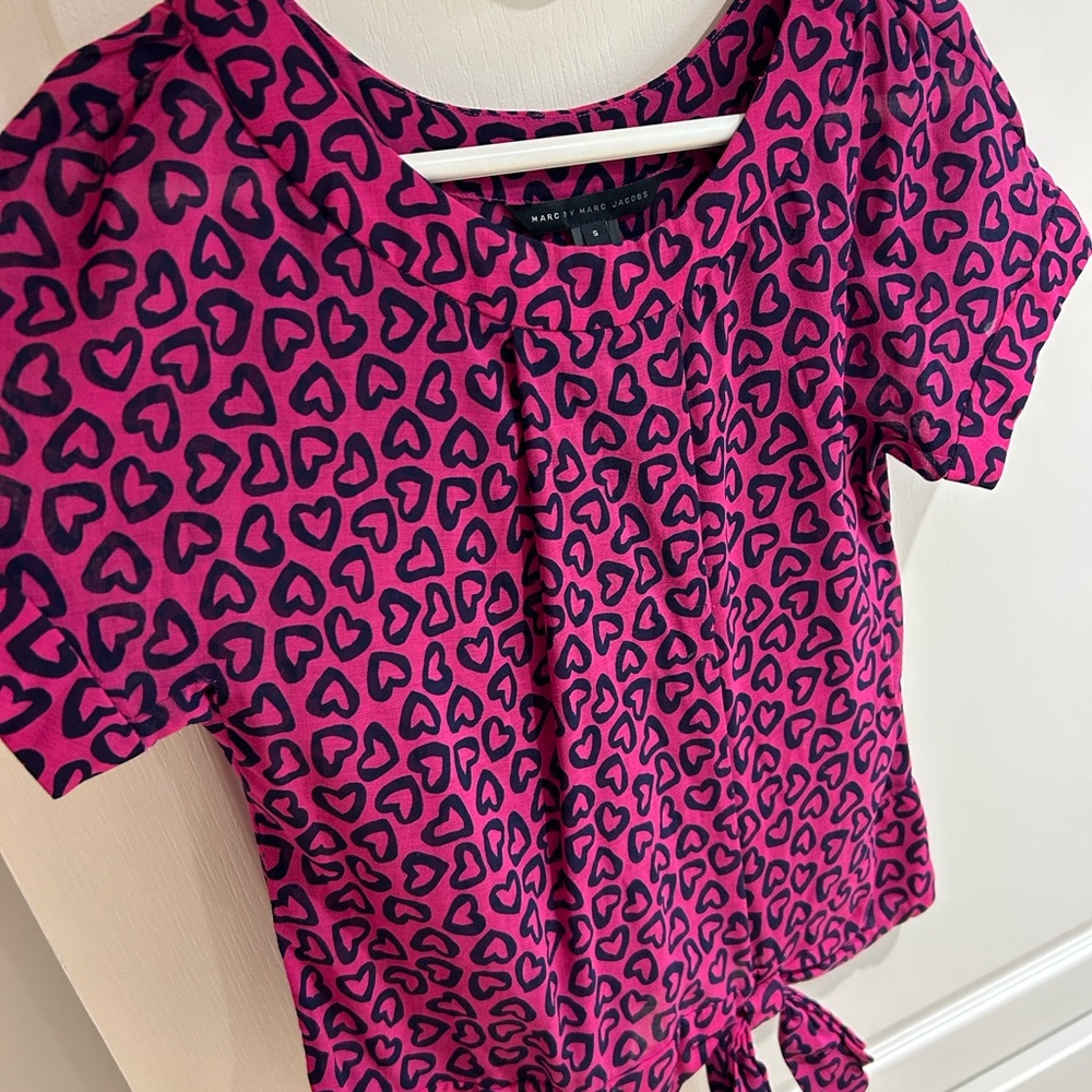 Marc Jacobs Fushia Pink Heart Women's Top size S